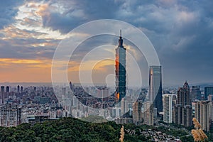 TAIPEI,TAIWAN-DECEMBER 3,2019:Taipei, Taiwan city skyline at twilight View from Elephant Viewpoint