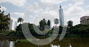 Taipei 101 city landmark in Sun Yat Sen Memorial hall