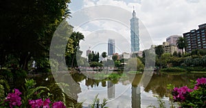 Taipei 101 city landmark in Sun Yat Sen Memorial hall