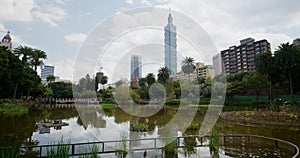 Taipei 101 city landmark in Sun Yat Sen Memorial hall