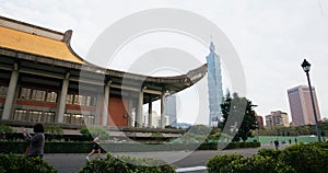 Taipei 101 city landmark in Sun Yat Sen Memorial hall