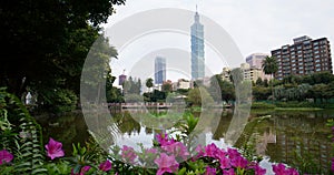 Taipei 101 city landmark in Sun Yat Sen Memorial hall