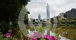 Taipei 101 city landmark in Sun Yat Sen Memorial hall