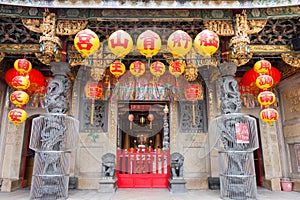 Lantern at Bangka Qingshan Temple in Taipei, Taiwan. The temple was originally built in 1856