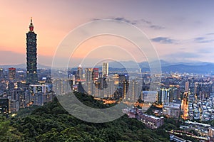 Taipei, Taiwan skyline at twilight