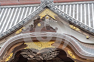 Miyabori carving, Kazari kanagu metal ornaments at Honden Main Hall of Daienji Temple. Tokyo photo