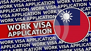 Taiwan Circular Flag with Work Visa Application Titles