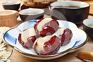 Red dates stuffed with sticky rice cake