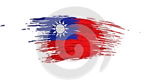 Taiwan flag animation. Brush strokes. Painted taiwanese flag on white background. Double ten day. Taiwan state patriotic national