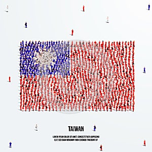 Taiwan Flag. A large group of people form to create the shape of the Taiwanese flag.