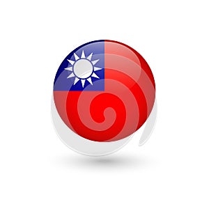 Taiwan flag round glossy