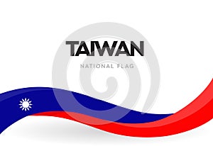 Taiwan flag, wavy ribbon with colors of taiwanese national flag on white background for Independence Day or national