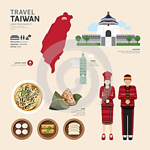 Taiwan Flat Icons Design Travel Concept.Vector