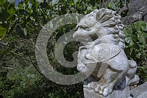 Taiwan, Hualien, Taroko, Sand Card Walk, Bridge Pier, Stone Carving Lion