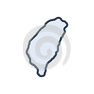 Color illustration icon for Taiwan, country and map