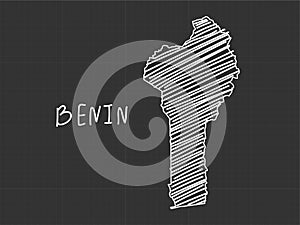Benin map freehand sketch on black background