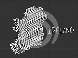 Ireland map freehand sketch on black background