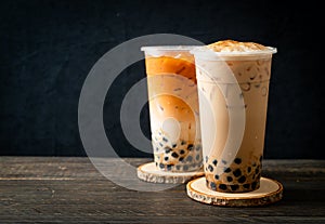 Taiwan milk tea and Thai milk tea with bubbles