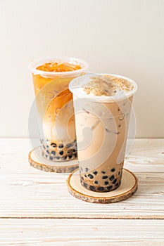 Taiwan milk tea and Thai milk tea with bubbles