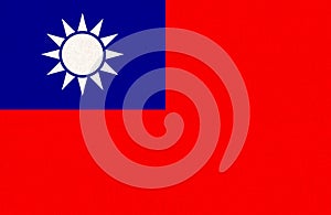 Taiwan national fabric flag textile background. State official Taiwan sign