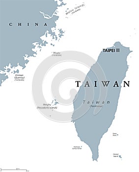 Taiwan or Republic of China ROC political map