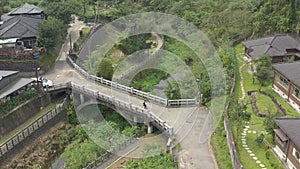 TAIWAN, RUEIFANG - MAY, 2023: Aerial drone of old town Rueifang, famous landmark tourist village on the mountain