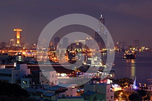 Taiwan's Kaohsiung Harbor at night