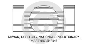 Taiwan, Taipei City, National Revolutionary , Martyrs' Shrine travel landmark vector illustration