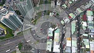 TAIWAN, TAIPEI - MAY, 2023: Aerial drone view of downtown city centre, with 101 Tower among crowded buildings in Xinyi