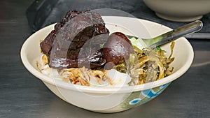 Taiwan Traditional Pork Knuckle Rice at street food shop