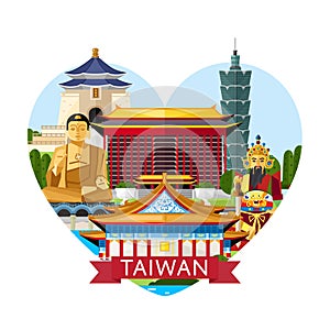 Taiwan travel concept with famous attractions