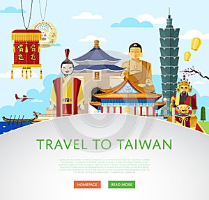 Taiwan travel concept with famous attractions