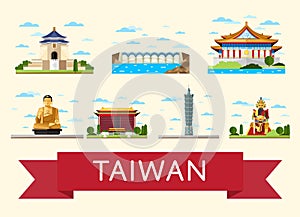 Taiwan travel concept with famous attractions