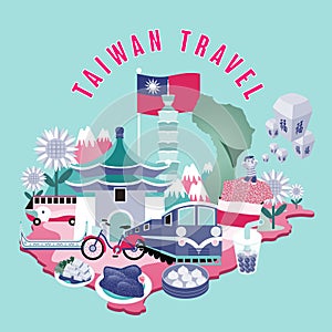 Taiwan travel concept illustration