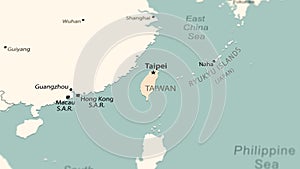 Taiwan on the world map