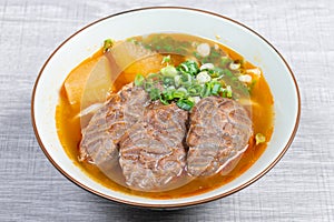 Taiwanese beef noodle soup is a noodle soup dish originating from Taiwan