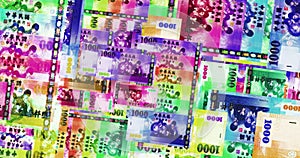 Taiwanese Dollar 1000 TWD banknotes abstract color mosaic pattern