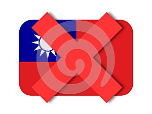 Taiwanese flag is crossed out - Taiwan as non existing country after annexation, seize, capture.