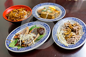 Taiwanese food with pork meat and tofu