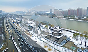 Taiyuan fenhe river winter china