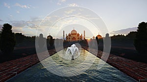 Taj Mahal against magical sunset, India