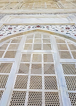 Taj Mahal Agra India Mogul marble mausoleum detailed architecture texture