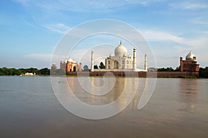 The Taj Mahal at Agra, Uttar Pradesh, India, seen from across the river