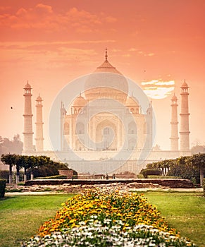 Taj Mahal at beautiful sunset in India