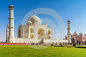 Taj Mahal, Blue sky, Travel to India