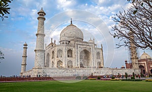 Taj Mahal historical white marble monument at Agra India