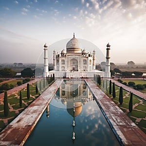 taj mahal india from drone