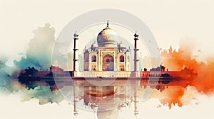 Taj Mahal India illustration - made with Generative AI tools