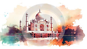 Taj Mahal India illustration - made with Generative AI tools