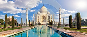 Taj Mahal in India, panoramic view, Agra, Uttar Pradesh